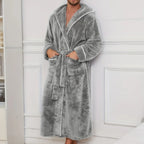 Men's Autumn/Winter New Style Comfortable Cotton Flannel Robe Luxury Open-Front Couples Robe Men's Warm Bathrobe Nightwear
