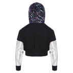 Girl Hooded Tops Long Sleeve Zipper Jacket Fashion Print Short Jacket Casual Coat Outerwear Jazz Dance Performance Costume