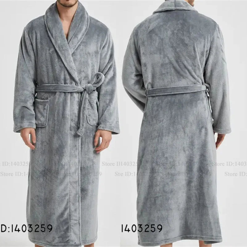 Winter Thicken Flannel Long Robe Couple Sleepwear
