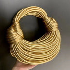 Women 2025 New Gold Luxury Designer Brand Handwoven Noodle Bags Rope Knotted Pulled Hobo Silver Evening Clutch Chic