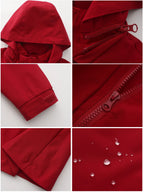 Spring Autumn Women's Solid Color Long Sleeve Lightweight Trench Coat with Detachable Hood Water-Repellent Windbreaker