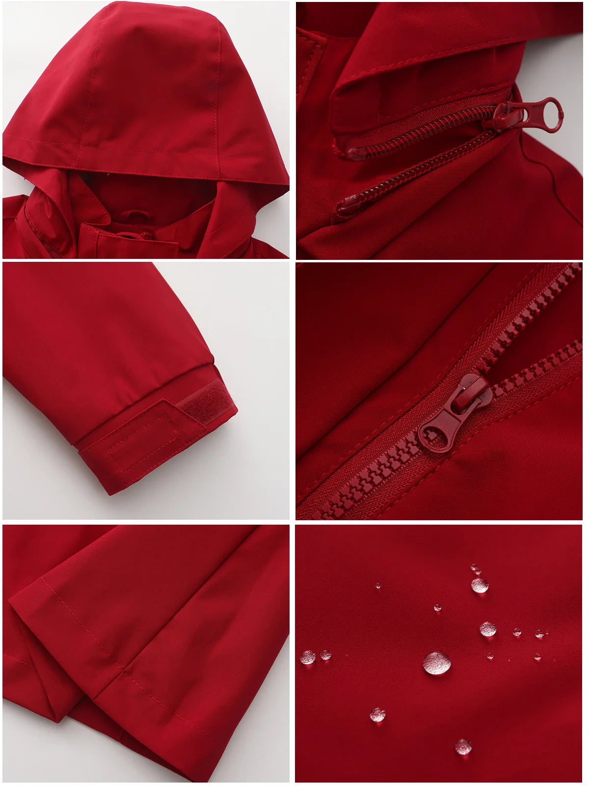 Spring Autumn Women's Solid Color Long Sleeve Lightweight Trench Coat with Detachable Hood Water-Repellent Windbreaker