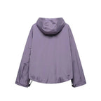 Fall 2025 Women's Casual Spor Loose Fit Stand Collar Long Sve Hooded Jaet Windbreaker Outerwear Polyester Fiber 00%