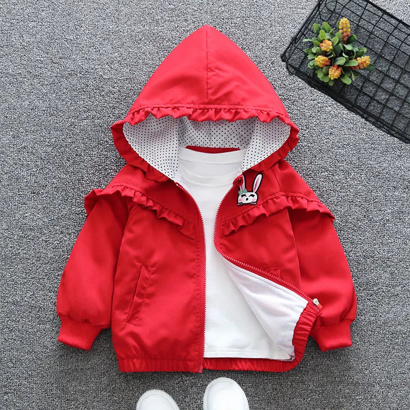 Girls Hooded Jacket Fashion Spring Autumn Long Sleeve Outwear Coat Kids Cartoon rabbit Coat Children Clothing 1 2 3 4 5 6 Years