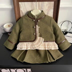 Girls Sets New Autumn and Winter Clothing Korean Children Temperament Top Coat Solid Color Skirt Two Piece Childrens Sets