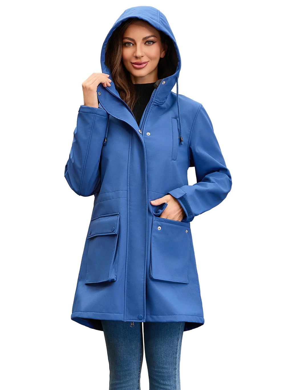 Waterproof Autumn Women's Mountaineering Coat Solid Big Pockets Hooded Loosse Female's Jacket Windproof Thermal outwear For Lady