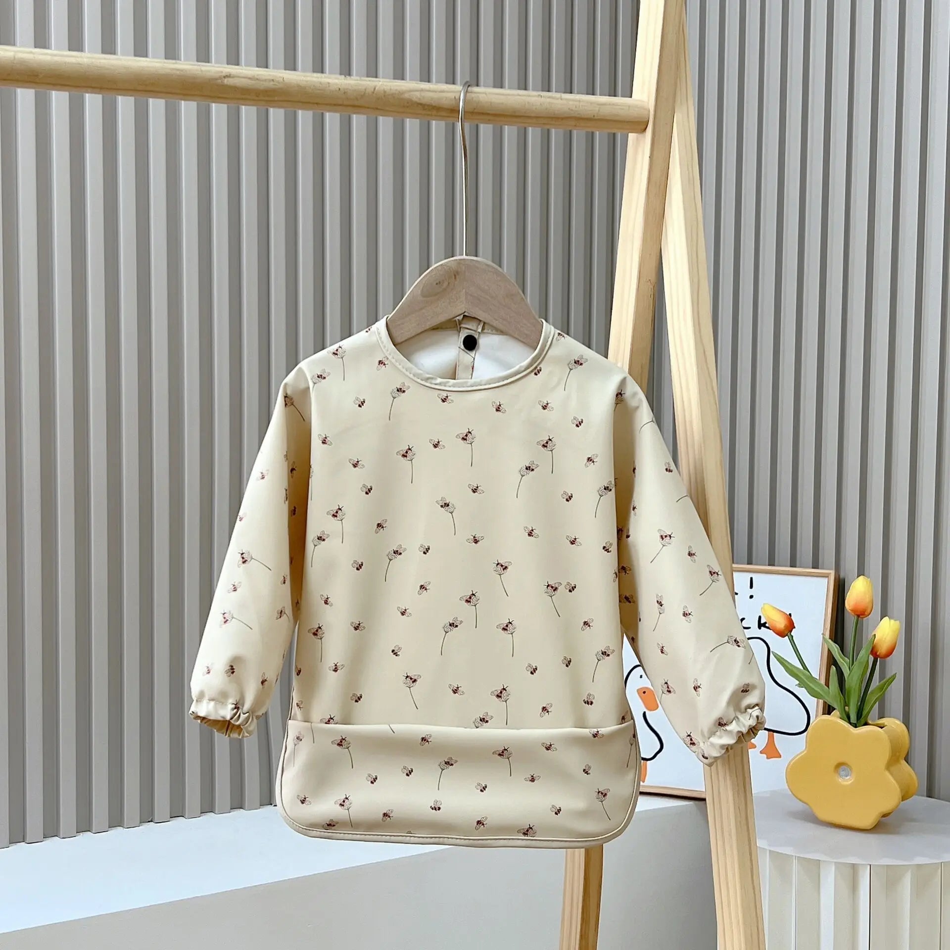 2025New Solid Color Painting Smock Baby's Soft Waterproof Long Sleeve Art Smock Feeding Bib Apron for Kids Accessories
