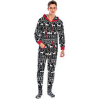 Men's Pajamas Home Wear Printed Pajamas Men's Long-sleeved One-piece Men's European and American Christmas Men's Pajamas Fall