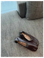 2025 Women Slip on Casual Loafers Chunky Heel Shoe Soft Moccasins Footwear New Fashion Split Toe Shoes Zapatos De Mujer