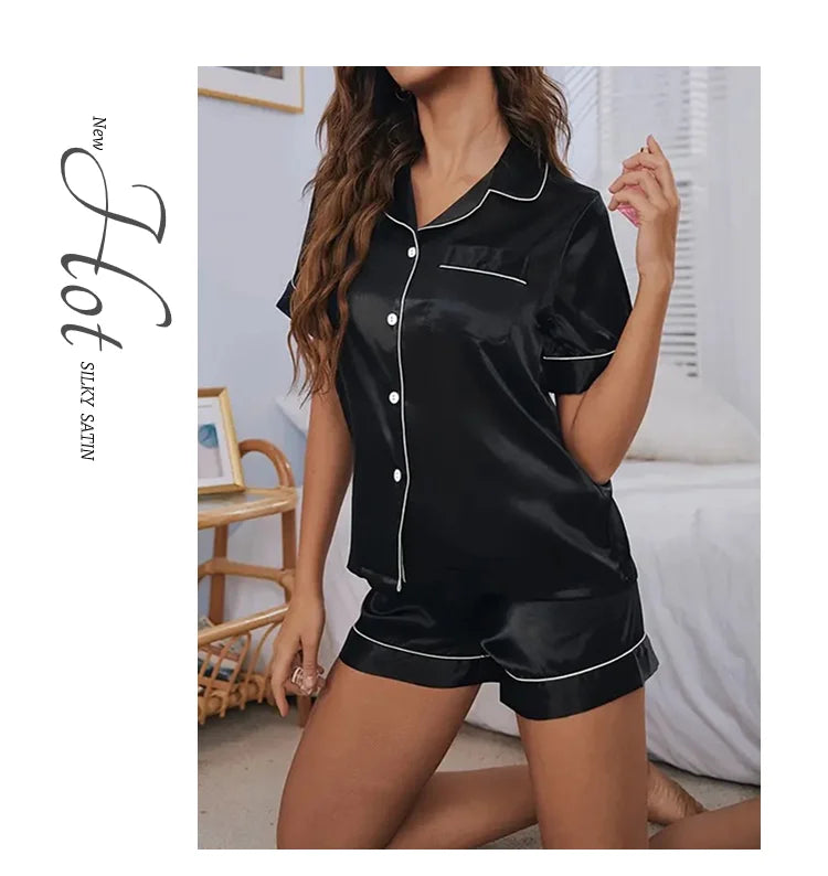 Women's Pajamas Set Satin Sleepwear