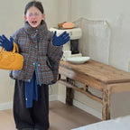 Girls' Autumn Winter Plaid Padded Jacket Warmth Coat Thicken Puffer Jacket Comfortable New Fashion Children Clothes Retro Style