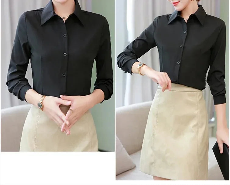 Elegant Women Shirts Woman White Shirt Long Sleeve Blouse
