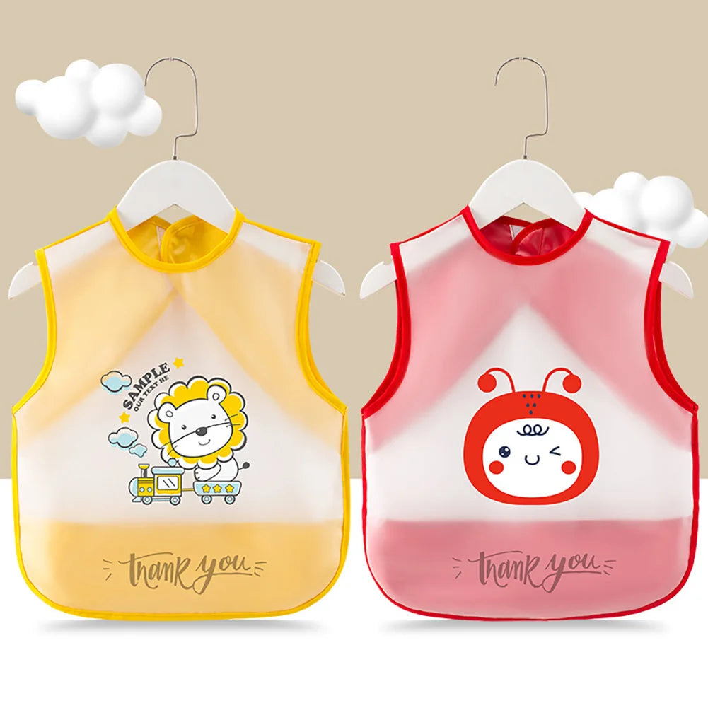 Cartoon Foldable Sleeveless Baby Bibs Waterproof Bib Feeding Baby Burp Cloths Girls Boys Saliva Towel Print Apron