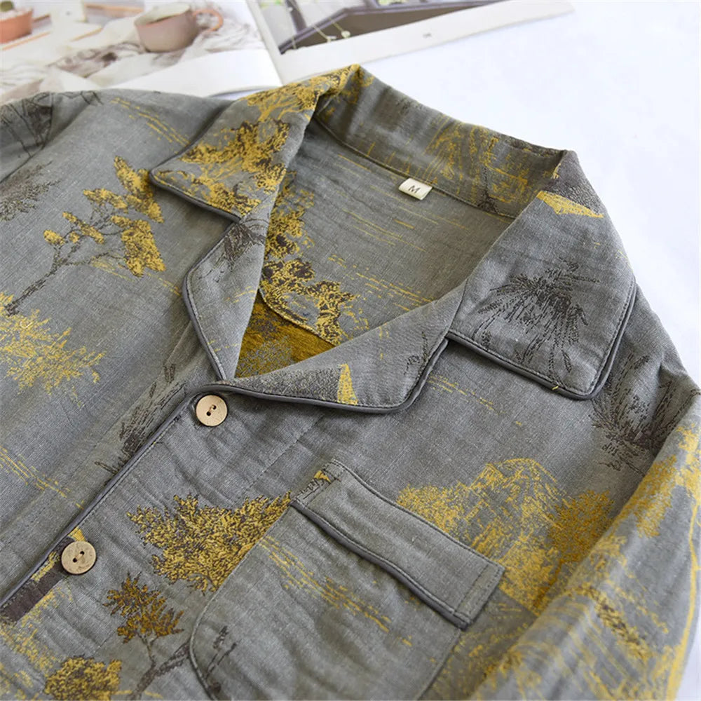 Men's Pajamas Can Be Worn Outside Spring Autumn Thin Cotton Long-sleeved Shirt Trousers Homewear Men Pyjama Set