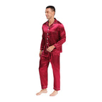 Mens Satin Pajamas Set Two Pieces Sleepwear