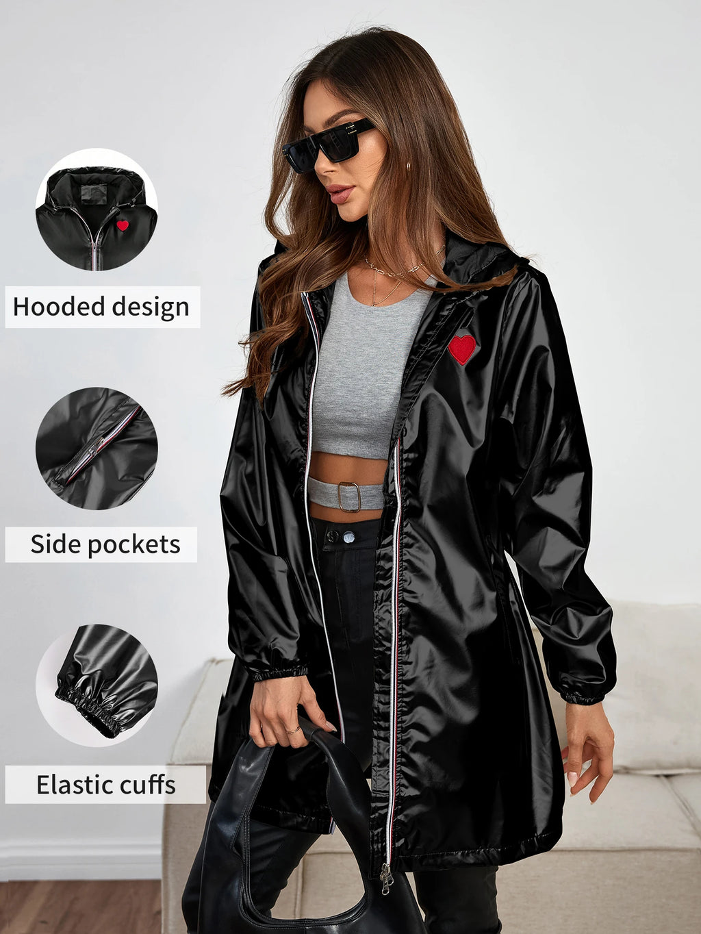 Women's Casual Hooded Jacket With Pockets, Lightweight Long Coat For Spring/Fall/Winter Daily Wear women’s fall clothes