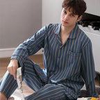 Men's Pajamas Can Be Worn Outside in Spring and Autumn, Cardigan Long-Sleeved New Casual Home Wear Men's Autumn and Winter Suits