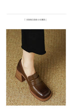 Shoes for Women Retro British Style Thick High Heels Loafers Platform Leather Shoes 2024 summer new French Square Toe Women Shoe