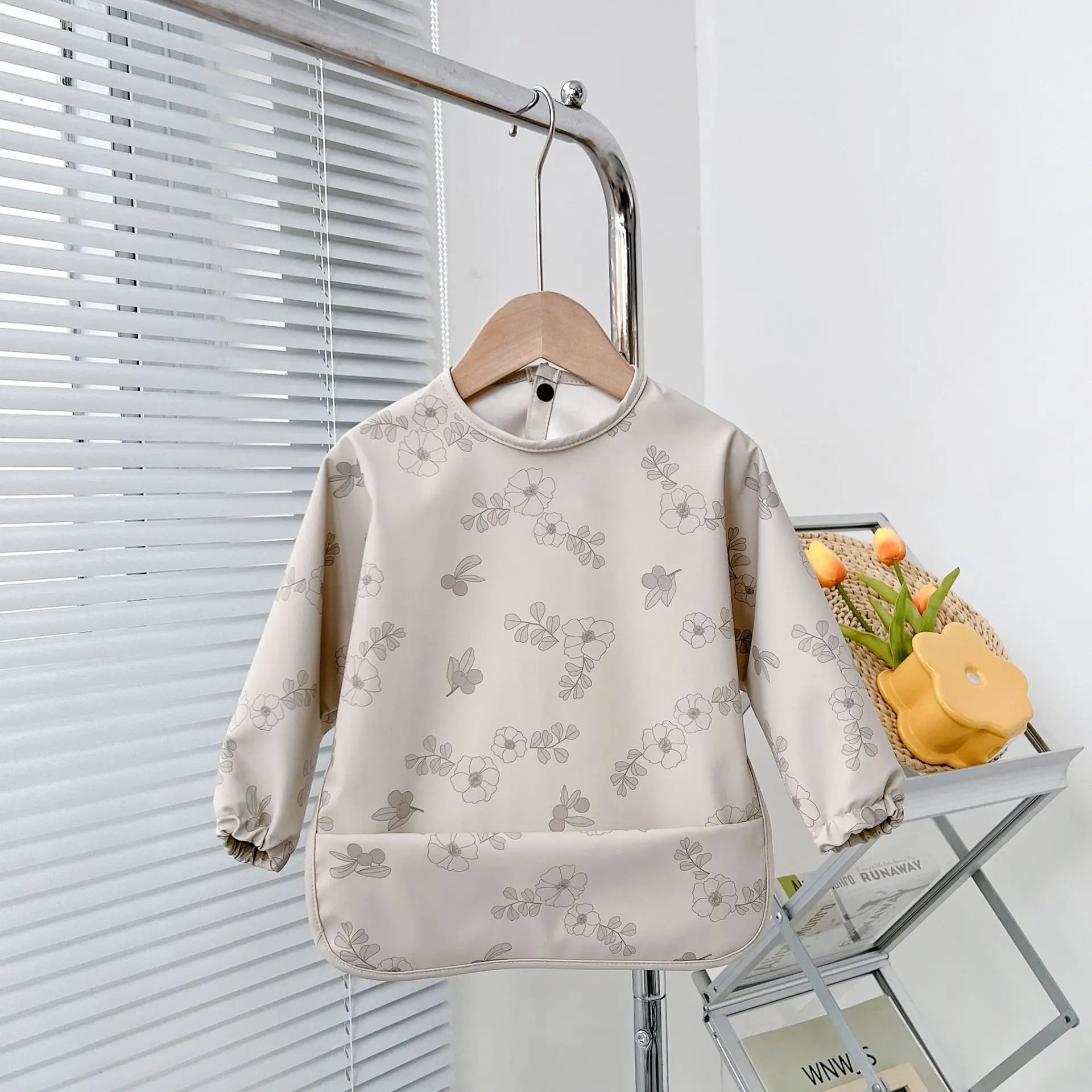 2025New Solid Color Painting Smock Baby's Soft Waterproof Long Sleeve Art Smock Feeding Bib Apron for Kids Accessories