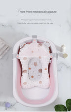 Baby Shower Bath Tub Pad Non-Slip Newborn Bathtub Mat Safety Nursing Foldable Support Comfort Body Cushion Mat Pillow Cartoon