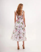 French Super Fairy Holiday Suspender Sleeveless Waist Printed Dress Slim Fit Party Dress for Women Bandage Sweet Ladies Dress