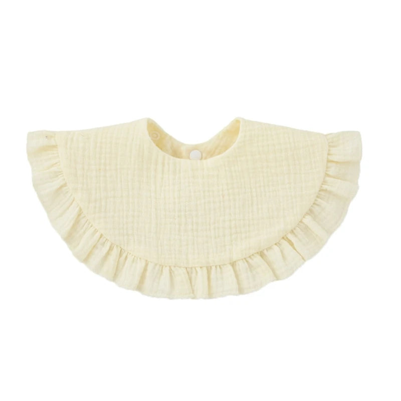 Korean Baby Feeding Drool Bib Ruffle Solid Infants Lace Saliva Towel Soft Cotton Burp Cloth For Newborn Toddler Kids Bibs