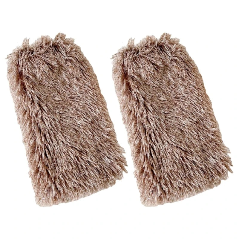 Colorful Furry Plush Leg Warmers Women Girl Winter Soft Thick Fuzzy Boot Cuffs Leg Sleeves Covers Footless Calf Socks Streetwear