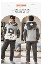 Couples Pajamas Women Men Winter Thicken Pyjamas Sleepwear
