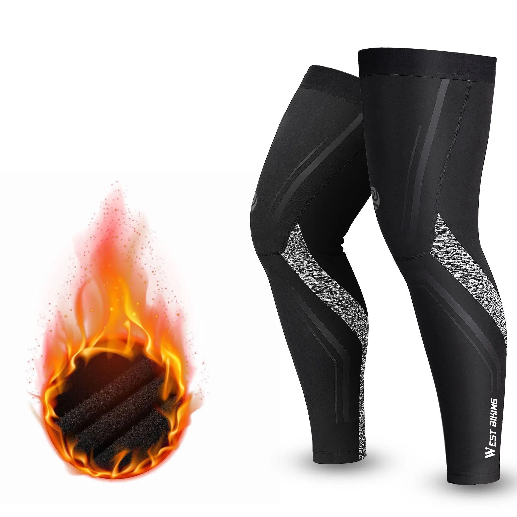 WEST BIKING Warm Leg Sleeves Running Fitness Sports Gear Autumn Winter Plus Velvet Legwarmers MTB Road Bicycle Thermal Leggings