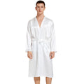 Men Long Bathrobe Sleepwear Navy Blue Silk Satin Bridegroom Wedding Robe Kimono Gown Spring Summer Home Clothes Loungewear