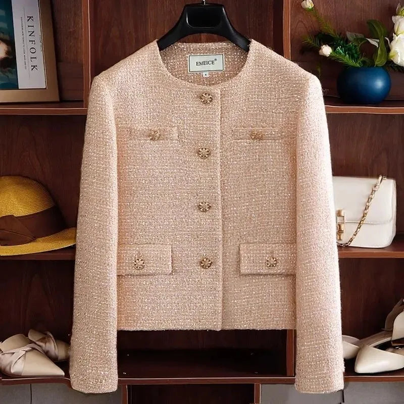 Jacket Women's Autumn 2025 New High-end Temperament Socialite Short Slim-fitting Casual Tweed Top