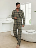 Men's Pajamas Can Be Worn Outside in Spring and Autumn, Cardigan Long-Sleeved New Casual Home Wear Men's Autumn and Winter Suits