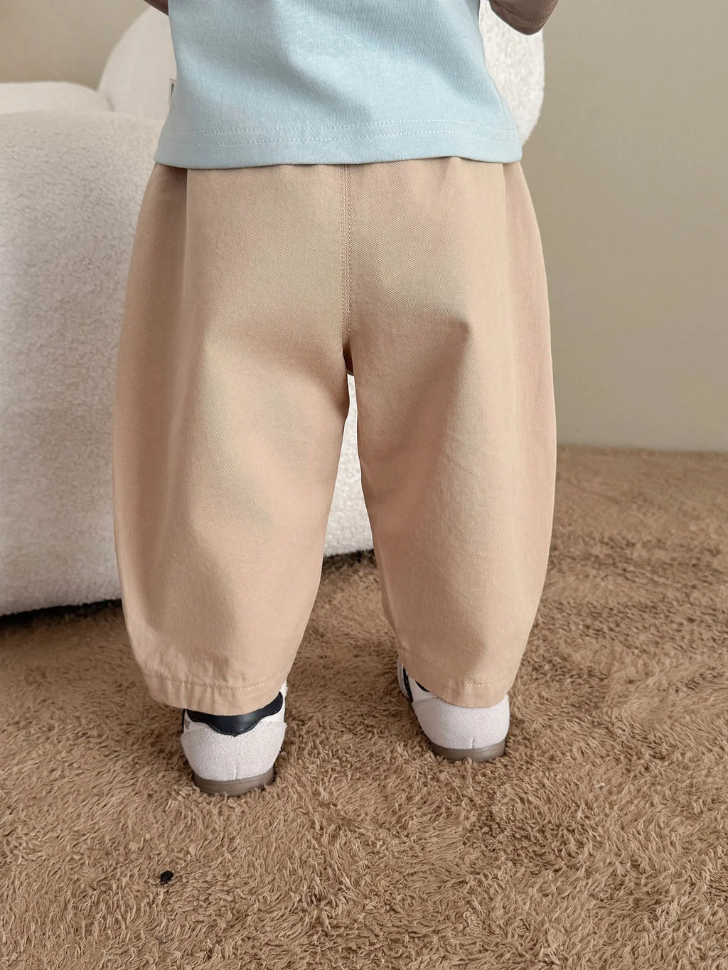 2025 Fall New Toddler Kids Pants Cotton Cartoon Embroidered Harem Pants Baby Boy Casual Striped Denim Baggy Trousers