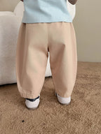 2025 Fall New Toddler Kids Pants Cotton Cartoon Embroidered Harem Pants Baby Boy Casual Striped Denim Baggy Trousers