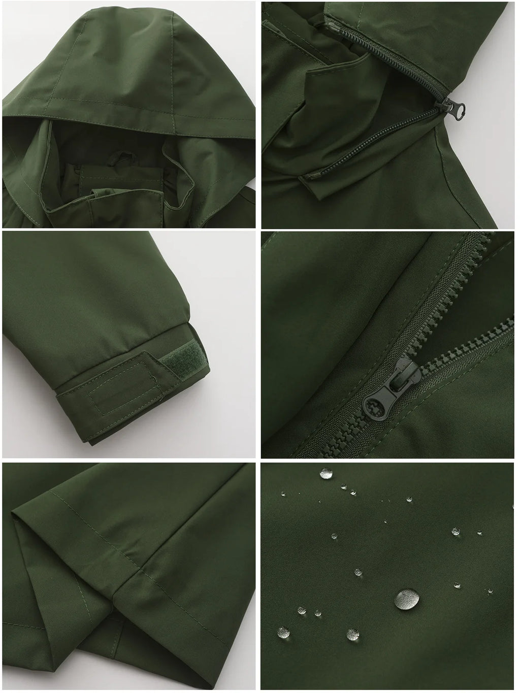 Spring Autumn Women's Solid Color Long Sleeve Lightweight Trench Coat with Detachable Hood Water-Repellent Windbreaker