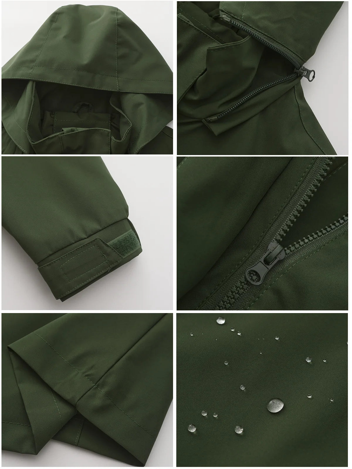 Spring Autumn Women's Solid Color Long Sleeve Lightweight Trench Coat with Detachable Hood Water-Repellent Windbreaker