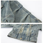 Cowgirl Streetwear Blue Denim Jacket Girl Harajuku Washed Distressed Jacket For Kids Child Gothic Punk Ripped Jeans Coat 5-14 T