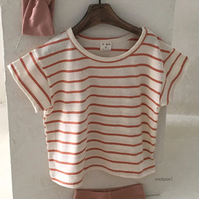 Baby Boy Stripe Shirt Summer Casual Short Bat Sleeve Kids Shirt