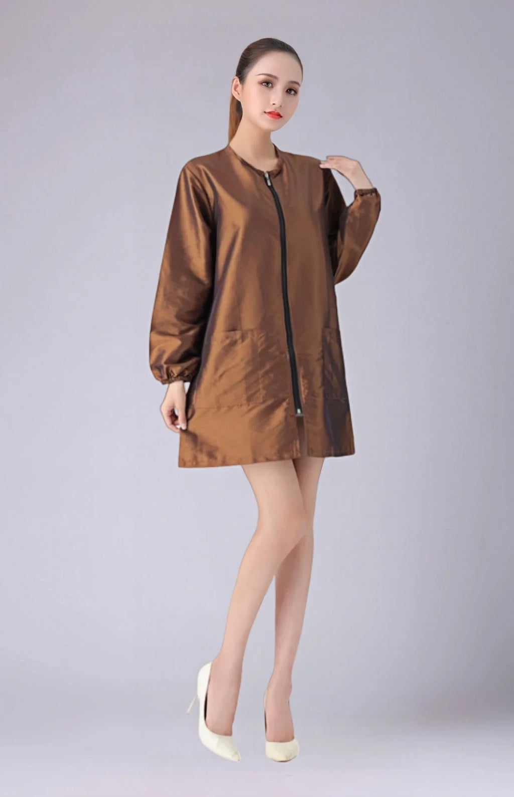 Hair Salon Work Clothes Pet Grooming Uniforms Long Sleeve Beauty Salon Smock Barber Shop Hairdresser Robe Anti Hair Gown Y1206