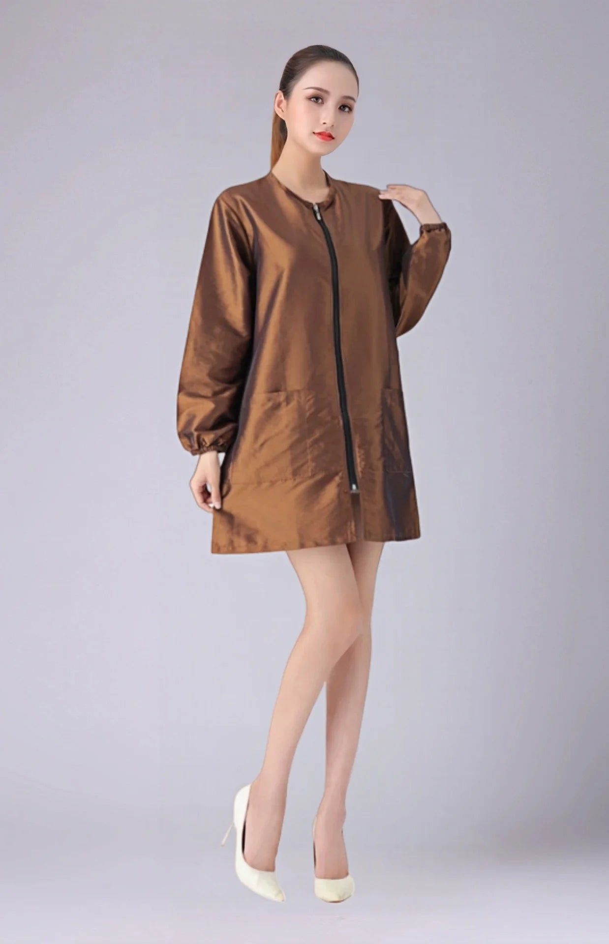 Hair Salon Work Clothes Pet Grooming Uniforms Long Sleeve Beauty Salon Smock Barber Shop Hairdresser Robe Anti Hair Gown Y1206