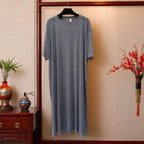 Men's Solid Color Mesh Transparent Short-Sleeved Robe Sexy Retro Fashion Trend Loose Casual Breathable Summer New Men's Tops