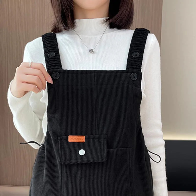 Pregnant Maternity Casual Corduroy Trousers Suspender Overalls Bib Trouser Autumn and Winter Maternity Clothing Pants Jumpsuit