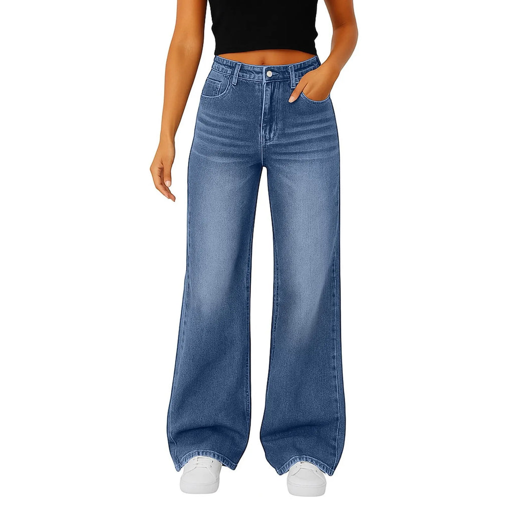 Wide-Leg Jeans Women Light Blue High-Waisted