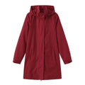 Spring Autumn Women's Solid Color Long Sleeve Lightweight Trench Coat with Detachable Hood Water-Repellent Windbreaker