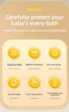 Baby Temperature-Sensing Bath Rack, Reclining/Lying Design, Universal For Bathtubs, Non-Slip Pad, Suitable For Newborns.