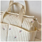 New High-capacity Mummy Bag Embroidered Bear Mother and Baby Handbag Baby Bottle Diaper Portable Baby Stroller Bag