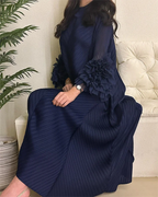 YUDX Hot Sales 2024 Summer New Pleated Formal Dresses for Women Mesh Petal Sleeve Solid Evening Party Long Maxi Dresses