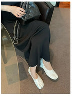 2025 Women Slip on Casual Loafers Chunky Heel Shoe Soft Moccasins Footwear New Fashion Split Toe Shoes Zapatos De Mujer