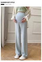 Maternity Clothings Maternity Wide Leg Pregnancy Pants Wear Trousers with Vertical Stripes Clothes for Pregnant Women