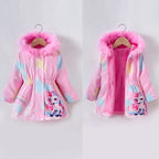 Children's Coat Girls Long Outerwear Winter Autumn Cotton Clothes Girls Pink Unicorn padded Coats Big Thicken Warm Child Jacket